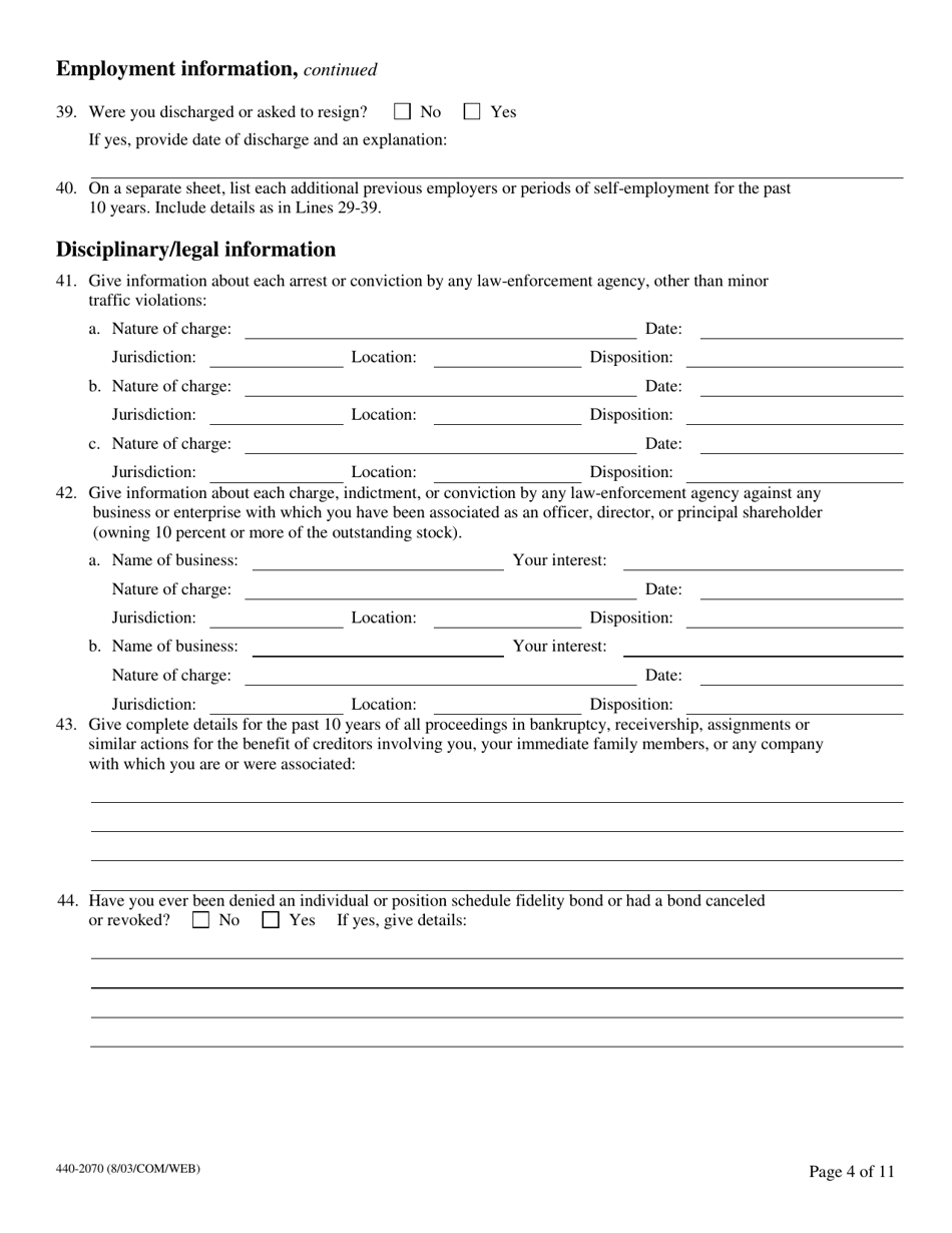 Form 440-2070 Confidential Biographical and Financial Report - Oregon, Page 5