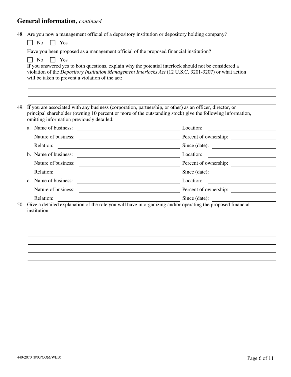 Form 440-2070 Confidential Biographical and Financial Report - Oregon, Page 7