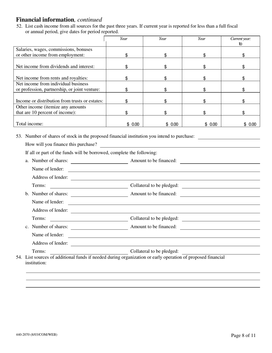 Form 440-2070 Confidential Biographical and Financial Report - Oregon, Page 9