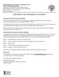 Form 440-4016 Endowment Care Cemetery Annual Report - Oregon