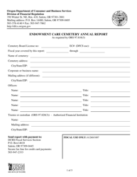 Form 440-4016 Endowment Care Cemetery Annual Report - Oregon, Page 3