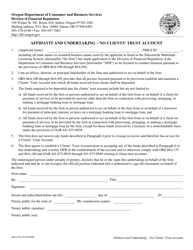Form 440-2776 &quot;Affidavit and Undertaking - No Clients' Trust Account&quot; - Oregon
