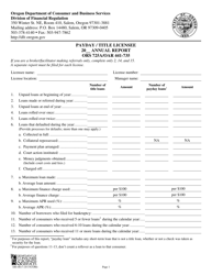 Form 440-4817 &quot;Payday/Title Licensee Annual Report&quot; - Oregon