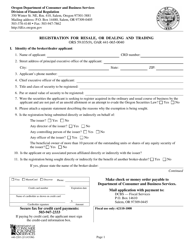 Form 440-2203 Registration for Resale, or Dealing and Trading - Oregon