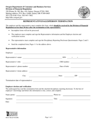 Form 440-2118B Representative/Salesperson Termination - Oregon