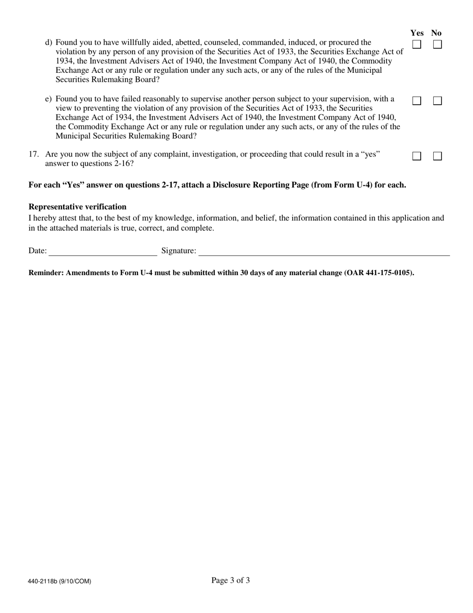 Form 440-2118B Representative / Salesperson Termination - Oregon, Page 3