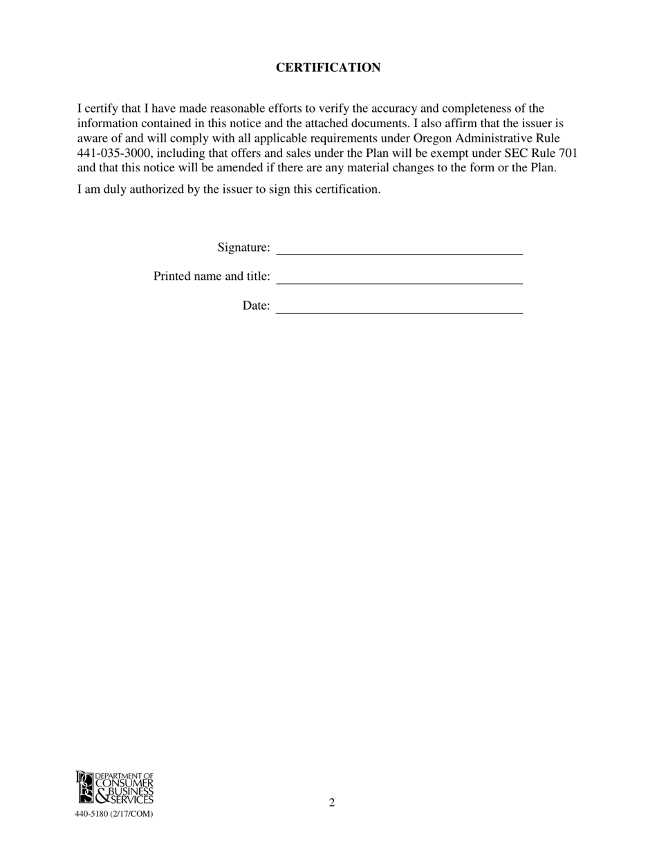 Form 440-5180 Certain Compensatory Benefit Plans - Oregon, Page 2