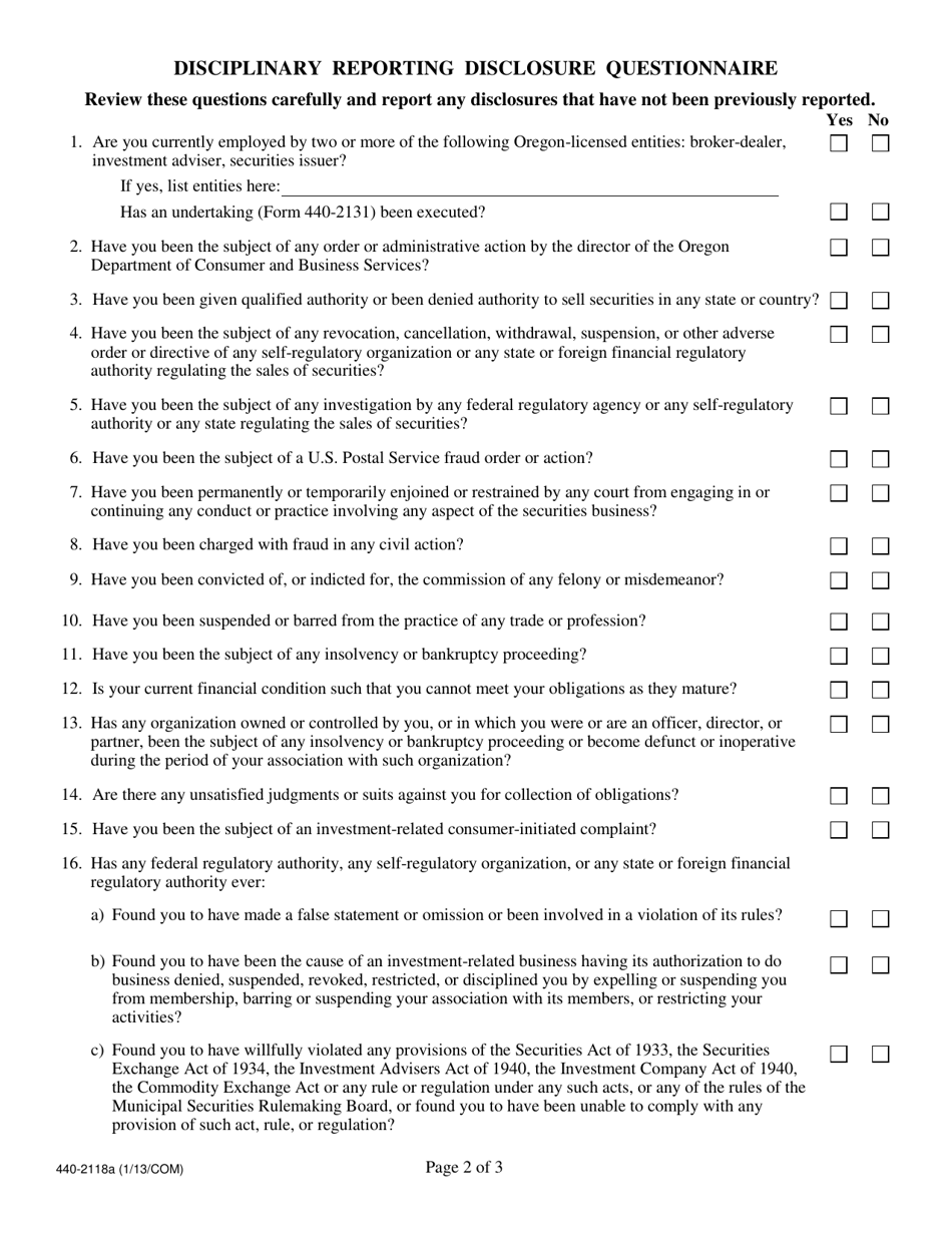 Form 440-2118A Representative / Salesperson Renewal - Oregon, Page 2