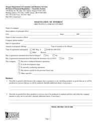 Form 440-3008 Solicitation of Interest - Oregon