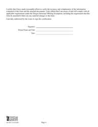 Form 440-5001 Oregon Intrastate Offering Exemption - Oregon, Page 4