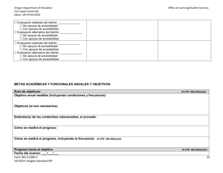 Formulario 581-5138B-P Parte B: Programa Estandar De Oregon De Educacion Individualizada - Oregon (Spanish), Page 10