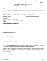 Form 581-1457 &quot;Prior Notice of Early Intervention or Early Childhood Special Education Action&quot; - Oregon