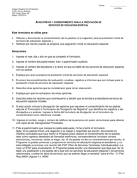 Formulario 1393 Aviso Previo Y Consentimiento Para La Prestacion De Servicios De Educacion Especial - Oregon (Spanish), Page 2