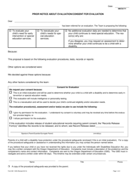 Form 581-1455 &quot;Prior Notice About Evaluation/Consent for Evaluation&quot; - Oregon