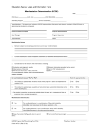 Form 581-1470-1 Manifestation Determination (Ecse) - Oregon
