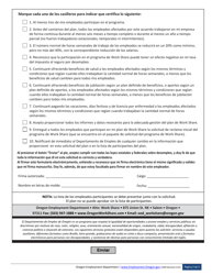 Formulario 1695 Solicitud Para El Plan Work Share - Oregon (Spanish), Page 2