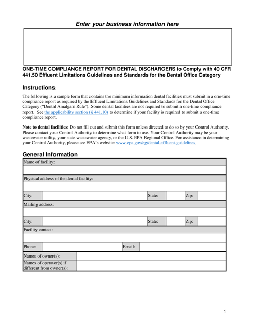 Oregon One Time Compliance Report For Dental Dischargers Download Fillable Pdf Templateroller