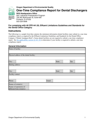 Document preview: One-Time Compliance Report for Dental Dischargers - Oregon