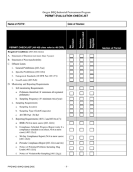 Permit Evaluation Checklist - Oregon