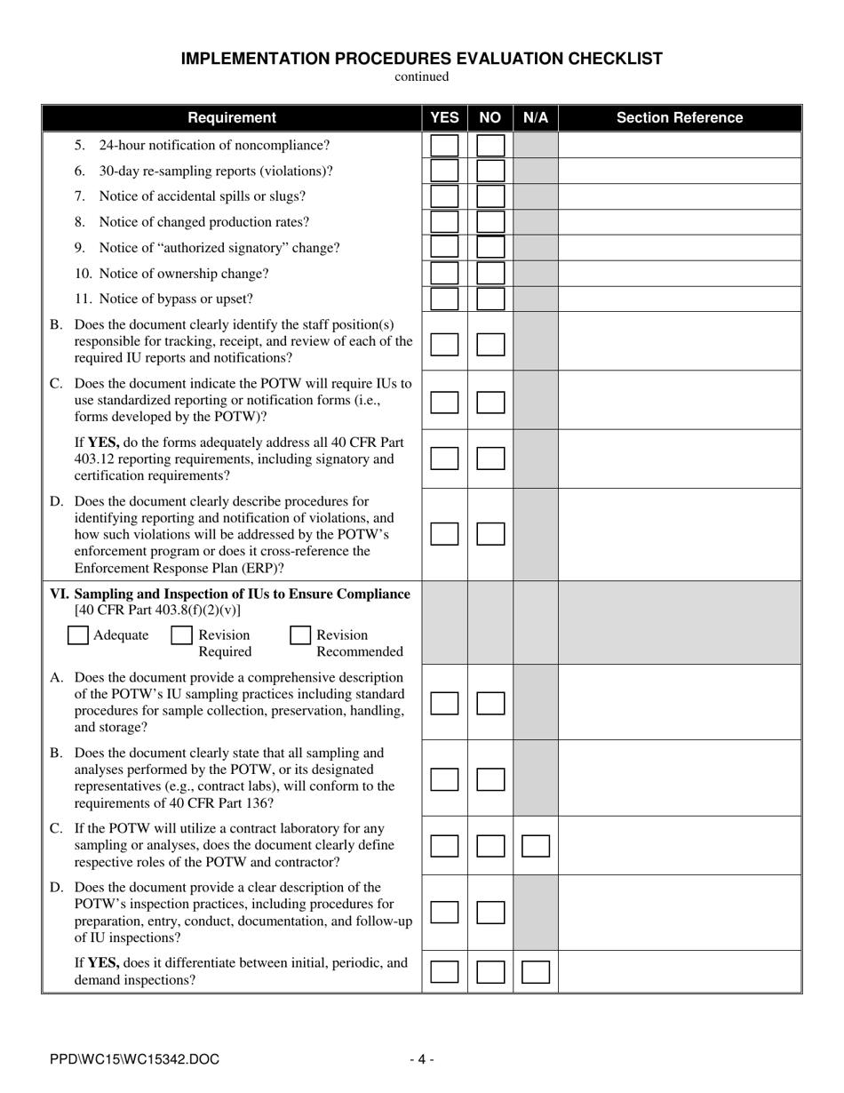 Implementation Procedures Evaluation Checklist - Oregon, Page 4