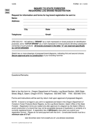 Form 9-1-1-610 Inquiry to State Forester Regarding Log Brand Registration - Oregon
