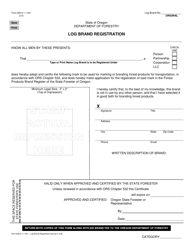 Form 629-9-1-1-201 &quot;Log Brand Registration&quot; - Oregon