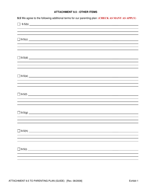Attachment 9.5 Other Items (Basic Parenting Plan Form) - Oregon