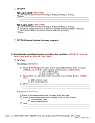 Attachment 4B Long Distance Schedule (Basic Parenting Plan Form) - Oregon, Page 3