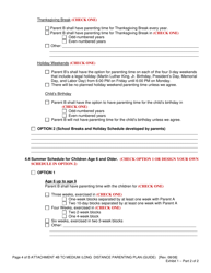 Attachment 4B Long Distance Schedule (Basic Parenting Plan Form) - Oregon, Page 4