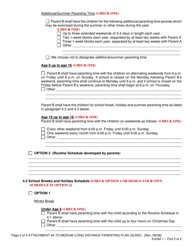 Attachment 4A Medium Distance Schedule (Basic Parenting Plan Form) - Oregon, Page 2