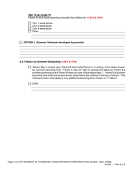 Attachment 4A Medium Distance Schedule (Basic Parenting Plan Form) - Oregon, Page 5