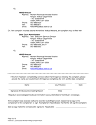 Judicial Marshal Profiling Complaint Report Form - Oregon, Page 2