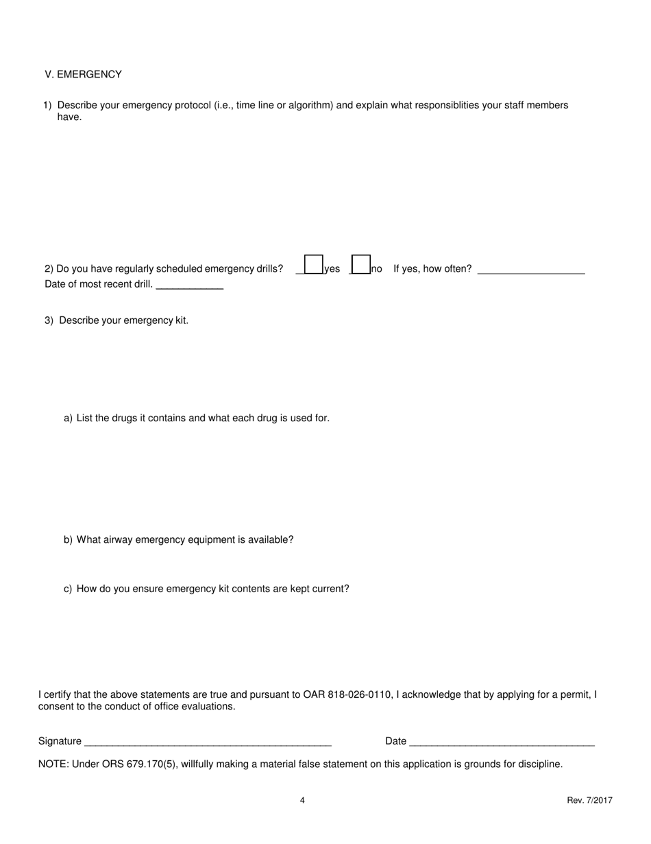 Nitrous Oxide Permit Application Form Fee $40.00 - Oregon, Page 6