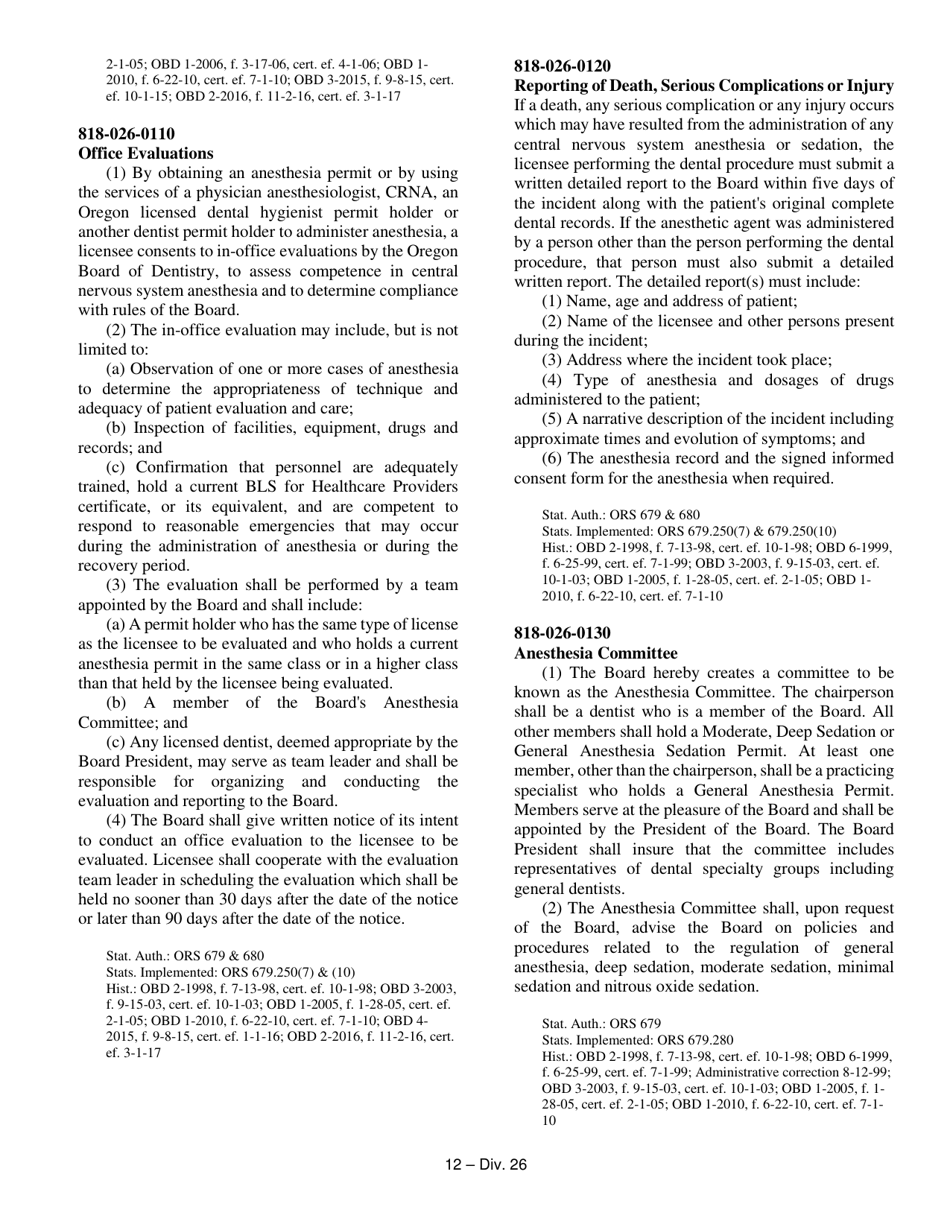 General Anesthesia Permit Applciation Form Fee $140:00 - Oregon, Page 22