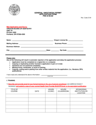 General Anesthesia Permit Applciation Form Fee $140:00 - Oregon, Page 3