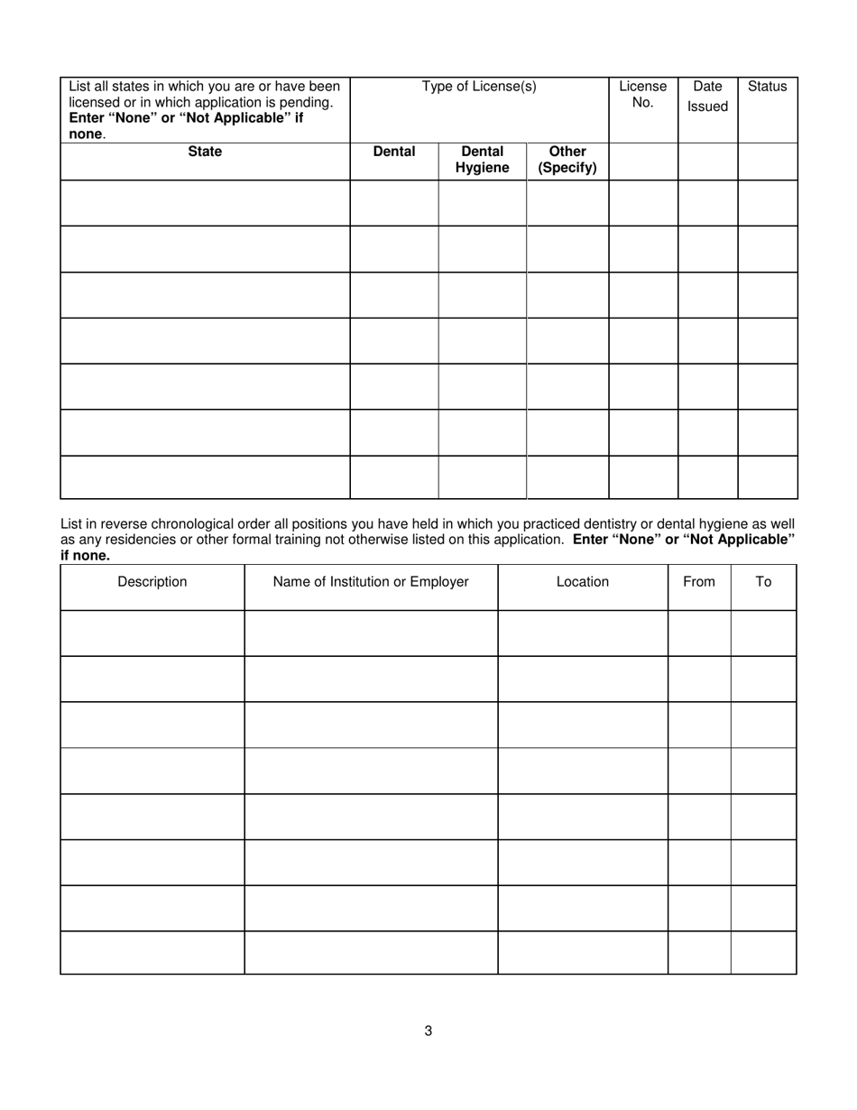 Application for Licensure - Oregon, Page 3