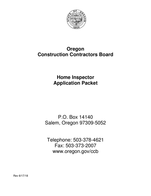 Home Inspector Application Packet - Oregon Download Pdf