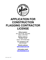 &quot;Construction Flagging Contractor License Application&quot; - Oregon