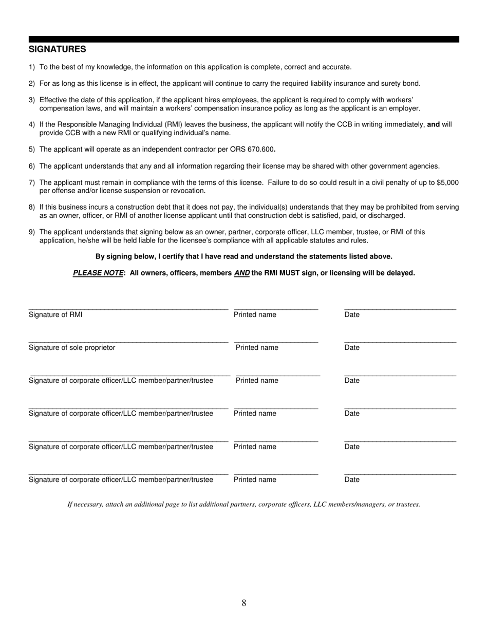 Oregon Construction Flagging Contractor License Application - Fill Out ...