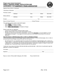 Direct Shipper Permit for Nonprofit Trade Association - Oregon, Page 2