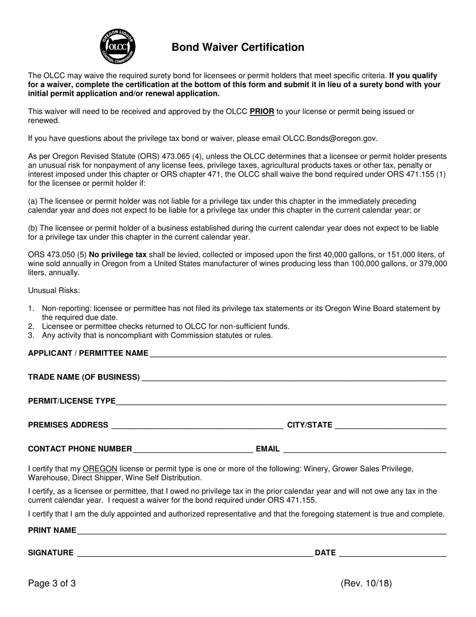 Oregon Direct Shipper Permit for Nonprofit Trade Association Fill Out