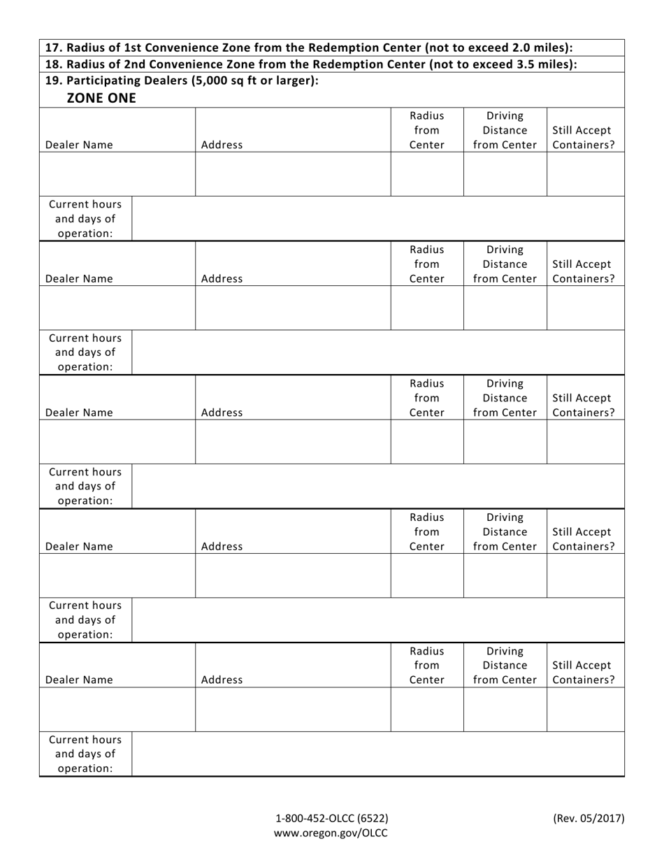Beverage Container Redemption Center Application - Oregon, Page 3
