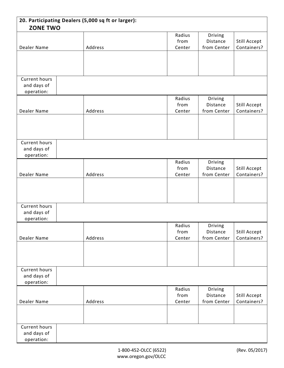 Beverage Container Redemption Center Application - Oregon, Page 5