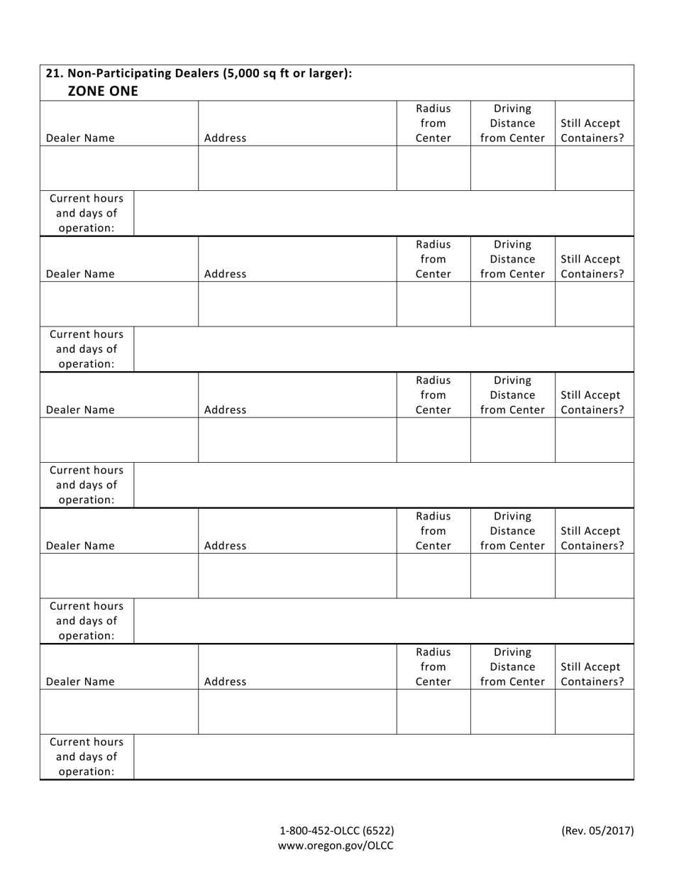 Beverage Container Redemption Center Application - Oregon, Page 7