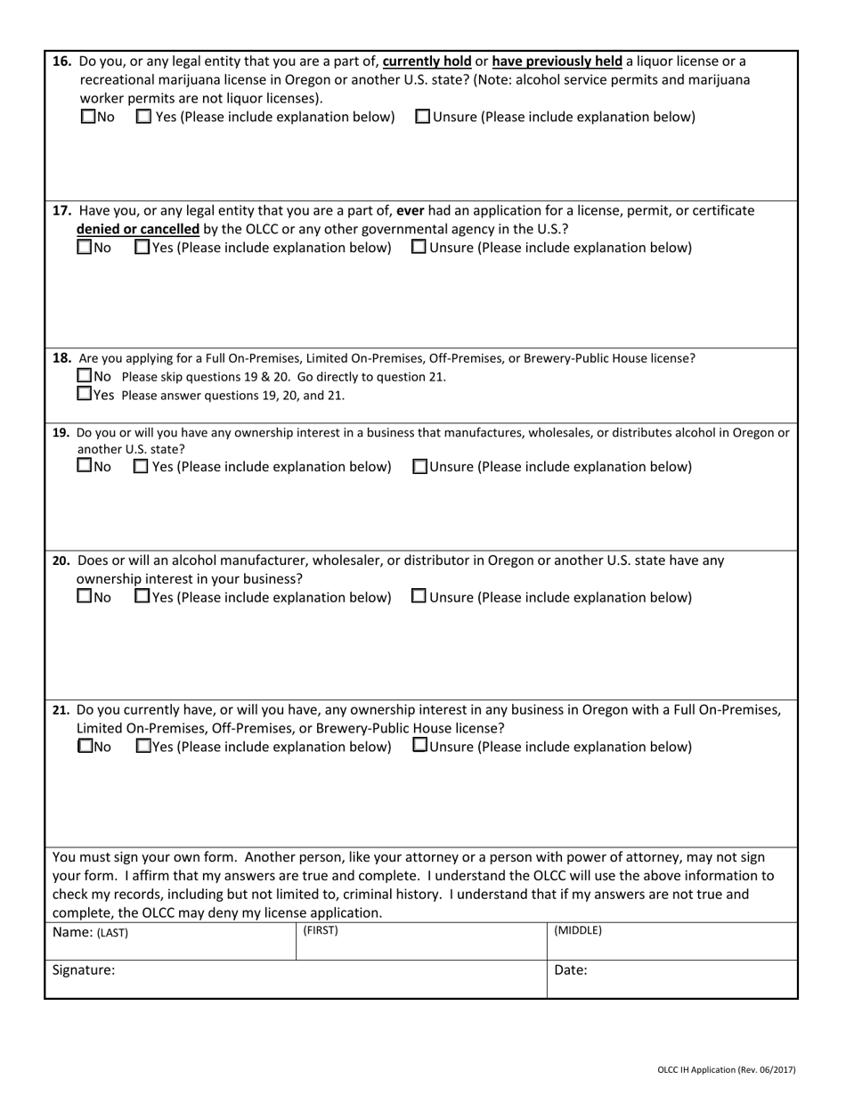Individual History Form - Oregon, Page 3
