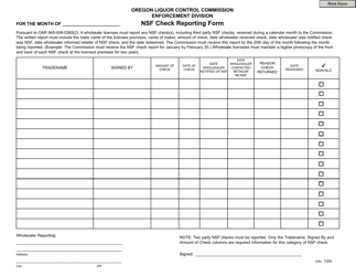 Document preview: Nsf Check Reporting Form - Oregon
