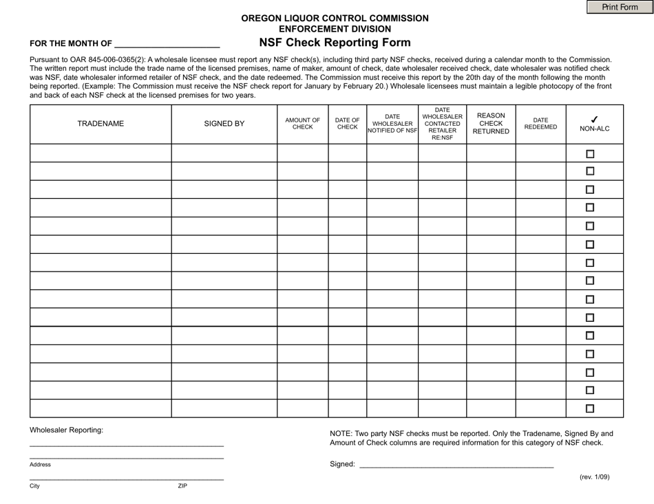 Oregon Nsf Check Reporting Form Fill Out, Sign Online and Download
