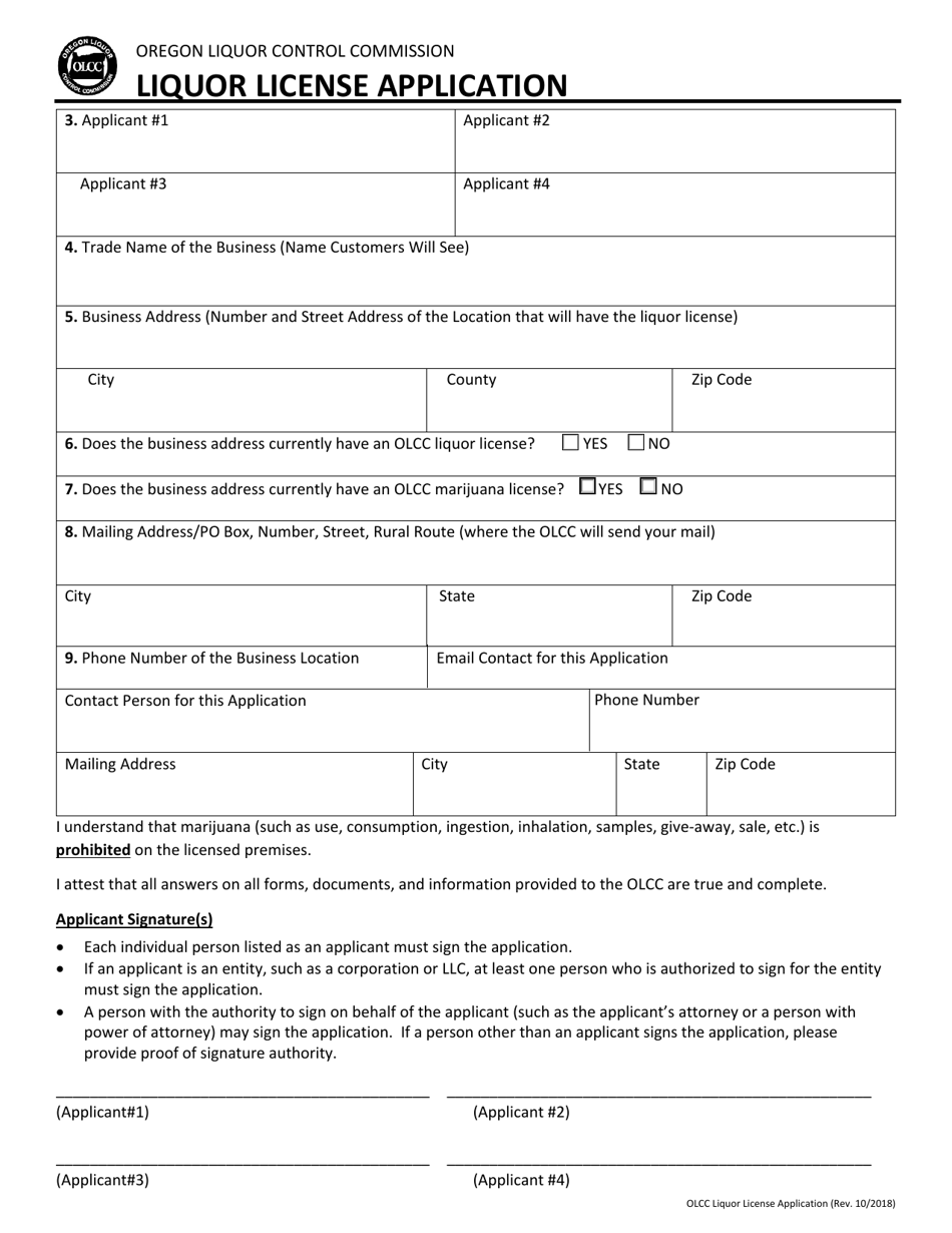 Liquor License Application - Oregon, Page 3