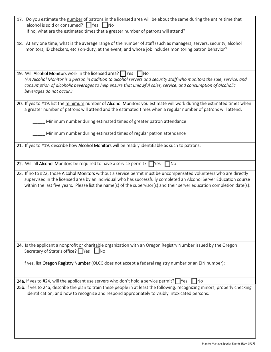 Plan to Manage Special Events - Oregon, Page 2