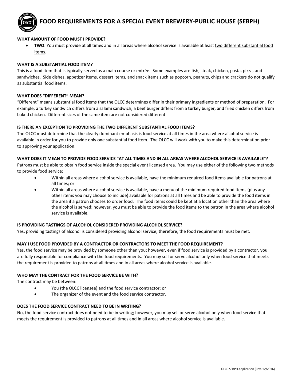 Special Event Brewery-Public House (Sebph) Application - Oregon, Page 3